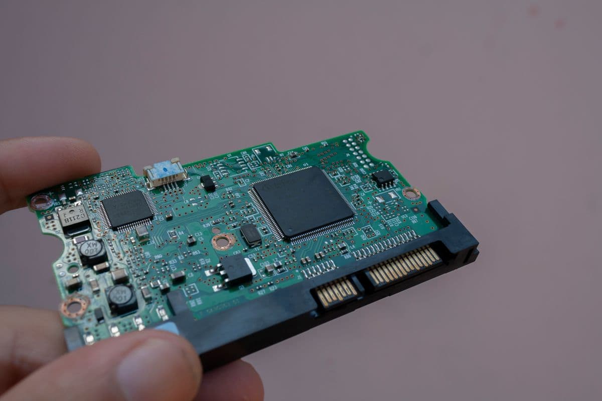 Hard drive controller board held during data recovery